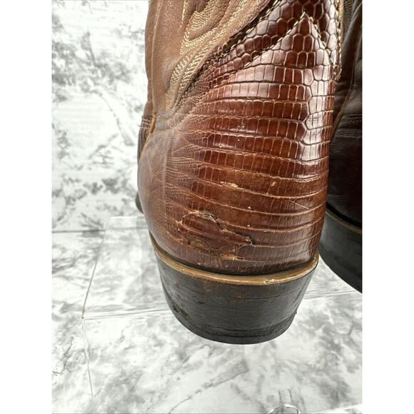 Tony Lama Mens Vintage Exotic Lizard Skin Western Cowboy Boots Size 11 Brown - Picture 6 of 9